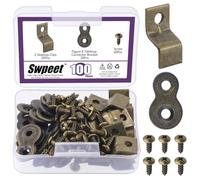 Swpeet 40 paia di connettori da tavolo in bronzo in 2 stili resistenti, 8 connettori da tavolo e staffe angolari regolabili a Z, con kit assortito di viti abbinate, tavoli multiuso figura 8 staffe di