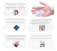 Swpeet 40 Portachiavi Con Cornice Portafoto, Kit per Creare Il Proprio Ciondolo Centrale per Bambini, da Assemblare e Attaccare a Borse, Trasparente, Small