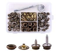 Swpeet 40 set di fissaggio a vite Snaps con Snap Setting Tool kit, molle a perno con 3/20,3 cm "e 5/20,3 cm vite in acciaio INOX, tacchetti bottoni confezione per mobili tela barche, Nero