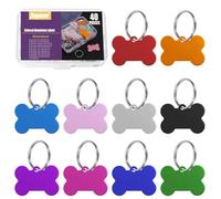 Swpeet 40 targhette vuote in alluminio a forma di osso, 10 colori, 3,8 x 2,5 cm, con kit assortito, incisione e timbratura, targhette vuote per animali domestici, decorazioni per ciondoli, portachiavi