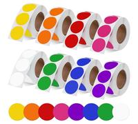 Swpeet 4000Pcs 8 Rolls 1 Inch Circle Dot Self-Adhesive Waterproof Resistant Stickers of 8 Vibrant Colors 500 Labels Per Roll Assortment Kit, Round Color-Coded Sticker Labels for Office, Boutiques