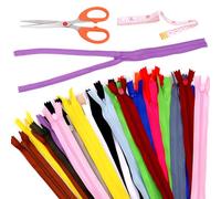 Swpeet 42 cerniere invisibili, 20 colori misti, 50,8 cm, in nylon, con metro a nastro e forbici, kit assortito, cerniera nascosta, in nylon, invisibile, per sartoria e cucito