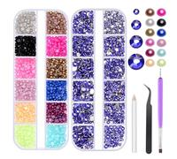 Swpeet 4403 pezzi 2 mm 3 mm 4 mm 5 mm blu scuro cristallo piatto strass e 12 colori 3 mm semicerchio piatto set di perline assortimento tra cui pinzette Dotting Tool Picker Matita