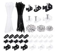 Swpeet 480 fascette autobloccanti nere e bianche (150 x 4 mm) e 3 mm, 4 mm, 6 mm, base con viti a testa piatta con filettatura profonda, kit di clip per cavi