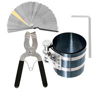 Swpeet 4Pcs compressore a anello a pistone da 3 pollici e pinze di rimozione dell'installatore di strumento di installazione a pistone regolabili con chiave e kit di assortimento di manometro in accia