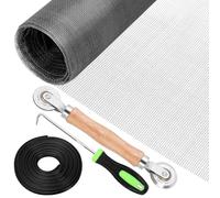 Swpeet 4Pcs Kit di Riparazione Dello Schermo, Includere Rete Schermo Grigio, Rullo Schermo Doppio lato, Ganci Finestra, Spline Ritenutore, per Sostituire e Installare Schermi Porta e Finestra