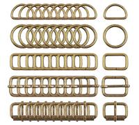 Swpeet 50 fibbie in metallo a 5 stili, fibbie a rullo in metallo, fibbie scorrevoli regolabili in metallo, anello a D, anello circolare, anello quadrato, bronzo, 1 Inch