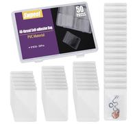 Swpeet 50 sacchetti per gioielli in PVC trasparente da 2,36 x 3,2 pollici di spessore, organizer per gioielli portatile, autoadesivo, sacchetti per gioielli in plastica, sacchetti trasparenti con