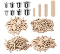 Swpeet 505 pezzi 4 misure 1/4" 5/16" 3/8" 1/2" perni di legno scanalati dritti con cilindro centrale tasselli in legno, kit assortimento, tasselli e tenoni centrali di trasferimento punto per mobili