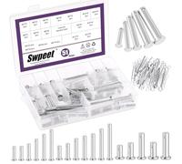 Swpeet 51 pezzi 18 dimensioni M5 M6 M8 M10 M12 zincati forcellini con kit assortimento di coppiglie, foro singolo a testa piatta, perni a forcella, perni divisi, forcine per tornanti, perni di