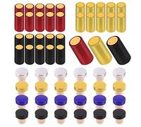 Swpeet 54 capsule termorestringenti in PVC in 3 colori, oro nero e rosso, tappo in sughero per bottiglie di vino con kit di assortimento superiore in plastica, tappo di tenuta con involucro