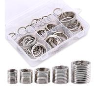 Swpeet 60 portachiavi assortiti multiuso in metallo, anelli piatti per chiavi di casa e auto, accessori per chiavi, pendenti, 20 mm, 25 mm, 30 mm, 35 mm, 38 mm