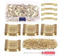 Swpeet 600 pezzi a dente di sega cornice appesa ganci doppio foro con viti e cacciavite, per la decorazione domestica creativo cornice da appendere (oro)