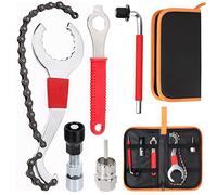 Swpeet 7Pcs Bicycle Repair Tool Assortment Kit, 3 in 1 Multi Bike Cassette Removal Tool with Chain Whip, Auxiliary Wrench, Bracket Removal, Crank Puller Tool, 16mm Spanner Repair Bike