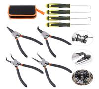 Swpeet 8 pinze ad anello a scatto con set di plettri e ganci, 4 pezzi pesanti per anelli di tenuta interna/esterna per anelli di tenuta ad olio set con 4 pezzi di precisione set di plettri e