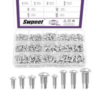 Swpeet 800 pezzi M2 M2.5 M3 M4 × 6 mm 8 mm 10 mm Solid Aluminium Brazier Head Rivetti Assortimento di rivetti semicircolari Solidi rivetti in alluminio per riparazione barca, aereo