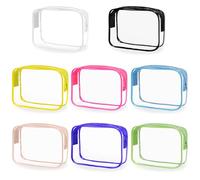 Swpeet 8Pcs 8 colori 7 × 2.36 × 4 "PVC trasparente trucco borse con cerniera, borse di stoccaggio cosmetici impermeabili, sacchetti della chiusura lampo, borse dell'organizzatore di articoli da