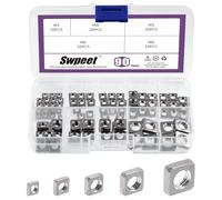Swpeet 90 pezzi, 5 misure, M3, M4, M5, M6, M8, 304, in acciaio inox, filettatura grossa, set di dadi quadrati, dado a vite per macchina, filettatura grossa per uso domestico, automotive