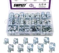 Swpeet 92 pezzi 10 misure Zinc Plated Mini Fuel Injection Line Style Pantaloni Clamp Assortment Kit Perfect for Automotive, Agriculture, Plant & Construction