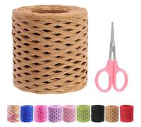 Swpeet Beautifu - 1 rotolo di nastro di rafia con forbici, 200 m, kit assortito, filo di rafia naturale, spago di carta da imballaggio, per regali fai da te, decorazioni per mazzi di fiori