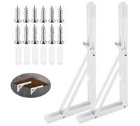 Swpeet Confezione da 2 staffe pieghevoli per mensole da 40,6 cm, resistenti staffe per mensole da parete fai da te, carico massimo 199,6 kg, kit decorativo a L in acciaio inox, contiene viti da 16/19