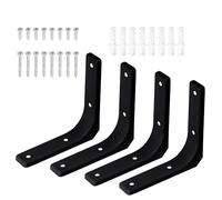 Swpeet Confezione da 4 staffe da parete in ferro da 10,2 cm di lunghezza x 10,2 cm di altezza, staffa di supporto per mensola galleggiante, staffa decorativa angolare a L, kit contiene viti da 16/40