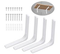 Swpeet Confezione da 4 staffe da parete in ferro da 15,2 cm di lunghezza x 12,7 cm di altezza, staffa di supporto per mensola galleggiante, staffa decorativa angolare a L, kit contiene viti da 16/40