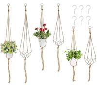 Swpeet Confezione da 6 supporti per piante da appendere in macramè, 3 misure, kit da appendere per piante grasse, cactus, erbe aromatiche, decorazioni per interni ed esterni