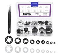 Swpeet Internal Tooth Star Lock Washers (Stainless Steel Tooth Lock Washers) con pinzette, M2 M2.5 M3 M4 M5 M6 M8 M10 M12 molla Push On clip di fissaggio