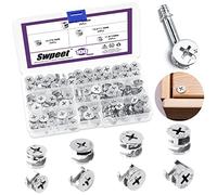 Swpeet Kit assortimento, 4 misure 3 in 1 per mobili, raccordi di collegamento a camma, connettori per armadietti, bulloni di fissaggio, dadi di bloccaggio per mobili, mobili da letto, collegamento