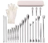 Swpeet Kit assortimento di spatole da laboratorio micro in acciaio inox, 23 pezzi per cucchiaio da laboratorio per riempimento pillole Strumento per manomissione micro spatola cucchiaio in acciaio