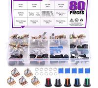 Swpeet Kit assortimento potenziometro 1K500K Ohm da 80 pezzi con trimmer multiturno 1Kohm 100Kohm, albero zigrinato 3 terminali resistore variabile ad alta precisione lineare singolo con dadi e