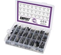 Swpeet Kit assortito da 240 pezzi con 24 tipi diversi di condensatori elettrolitici, intervallo 0,1uF-1000uF, condensatori elettrolitici radiali in alluminio da 10V/16V/25V/50V per TV, monitor LCD