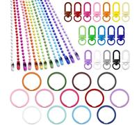 Swpeet Kit assortito di 160 catenine a sfera in colori misti e chiusure a moschettone con moschettone rotondo, moschettone a scatto e cordini girevoli per la creazione di gioielli