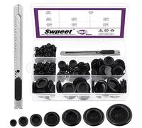 Swpeet Kit assortito di 180 occhielli in gomma chiusi in 7 misure comuni, tappi chiusi per fori solidi da parete antincendio, per cavi elettrici e auto