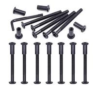 Swpeet Kit assortito di 25 bulloni M6 x 70 mm in acciaio al carbonio con testa esagonale, dadi a cilindro, kit assortito con 1 chiave a brugola, vite per mobili, fibbia per cintura a testa svasata,