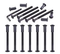 Swpeet Kit assortito di 25 bulloni M6 x 75 mm in acciaio al carbonio nero con testa esagonale, dadi a cilindro, con 1 chiave a brugola, vite per mobili, fibbia per cintura svasata in pelle