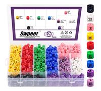 Swpeet Kit Assortito di 820 Pennarelli in Plastica per Grucce di 9 Dimensioni Comuni, XXS - 4XL, per Codifica a Colori Con Scatola Portaoggetti