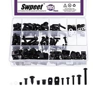 Swpeet Kit assortito di bulloni universali per carenatura in acciaio al carbonio, 195 pezzi, 2 misure, M5 M6, viti per parabrezza moto, bulloni di fissaggio per moto sportive, carenatura per tutti i