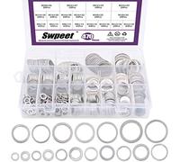Swpeet Kit assortito di guarnizioni metriche per tappo di scarico dell'olio automobilistico, in alluminio, 470 pezzi, tra cui 18 diverse misure: M6, M8, M10, M12, M14, M16, M18, M22, M24