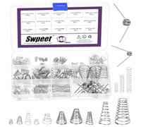 Swpeet Kit assortito di molle a compressione in acciaio inox, 148 pezzi, 3 stili, molla conica da 0,3/0,5/0,7/0,8/1 mm molla compressa, molle di compressione da 0,3/0,4/0,5 mm, molla di torsione da