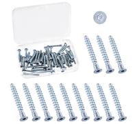 Swpeet Kit assortito di viti M5 x 35 mm in acciaio al carbonio zincato blu e bianco, 50 pezzi, viti di collegamento autofilettanti per montaggio e montaggio