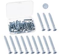 Swpeet Kit assortito di viti M5 x 40 mm in acciaio al carbonio zincato blu e bianco, 50 pezzi, viti di collegamento autofilettanti per montaggio e montaggio