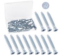 Swpeet Kit assortito di viti M7 x 50 mm in acciaio al carbonio zincato blu e bianco, 50 pezzi, viti di collegamento autofilettanti per montaggio e montaggio