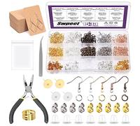Swpeet Kit Assortito per la Creazione di Orecchini - Include Ganci, Anelli Aperti, Pinze Ad Ago, Chiusure a Farfalla e in Gomma, Perni, Biglietti Porta e Sacchetti