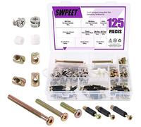 Swpeet Kit di 125 viti 3 in 1 per mobili e culla, kit di raccordi di collegamento, montaggio a camma con tassello, connettori hardware 3 in 1, collegamento laterale per mobili, dado preinserito, vite