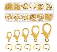 Swpeet Kit di 170 anelli aperti aperti da 10 mm, 12 mm, 14 mm, 16 mm, 18 mm e chiusure a moschettone da 6 mm, kit perfetto per gioielli fai da te, segnalibri, bracciali, collane girocollo