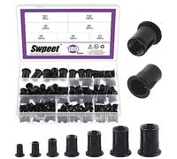 Swpeet Kit di 180 dadi per rivetti metrici, 7 misure, M3, M4, M5, M6, M8, M10, M12, kit di inserti per rivetti in acciaio al carbonio zincato nero metrico