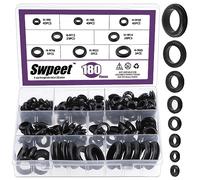 Swpeet Kit di 180 occhielli in gomma nera di 8 misure comuni, occhielli in gomma per fori, firewall, cavi, automobili e protezione cavi, circa 1/4" 5/16" 3/8" 1/2" 9/16" 5/8" 7/8" 1/2" 9/16" 5/8" 7/8"