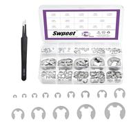 Swpeet Kit di 210 anelli di fissaggio esterni per ingranaggi in acciaio inox 304 con pinzette, M1,5 M2 M2,5 M3 M3,5 M4 M5 M6 M7 M8 M9 M10 M12 M15 anelli di fissaggio esterni anelli elastici anelli di